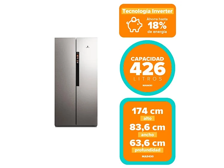 REFRIGERADOR SIDE BY SIDE MADEMSA 426 L NO FROST MAS430 6