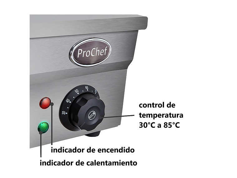 VITRINA PROCHEF CALOR BAÑO MARIA SOBREMESA 3 X GN 1/2PROCHEF 10