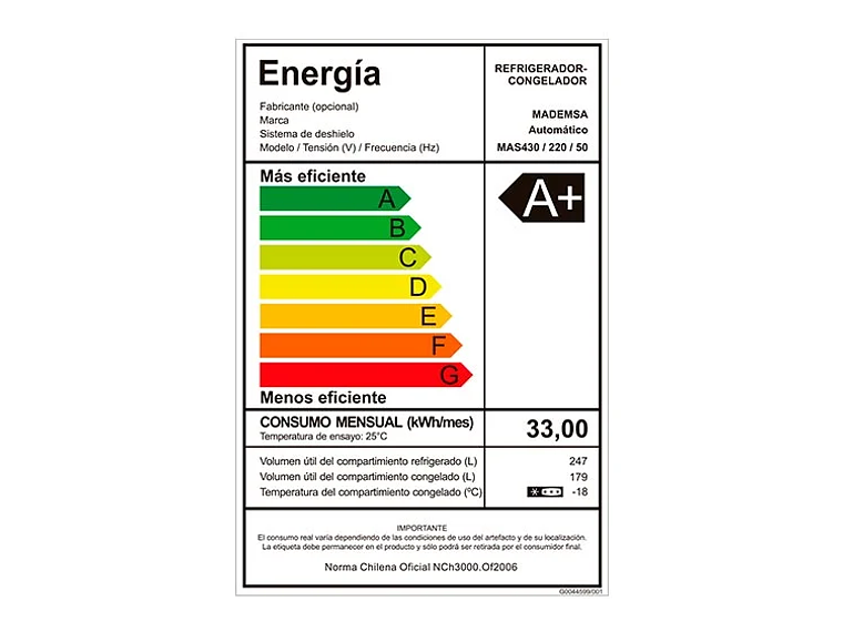 REFRIGERADOR SIDE BY SIDE MADEMSA 426 L NO FROST MAS430 8