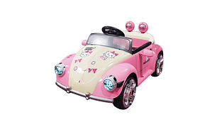 AUTO A BATERÍA BEETLE PARA NIÑOS CON MÚSICA Y LUCES ROSA