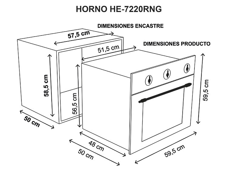 HORNO ELÉCTRICO SINDELEN EMPOTRABLE HE-7220R NEGRO 4