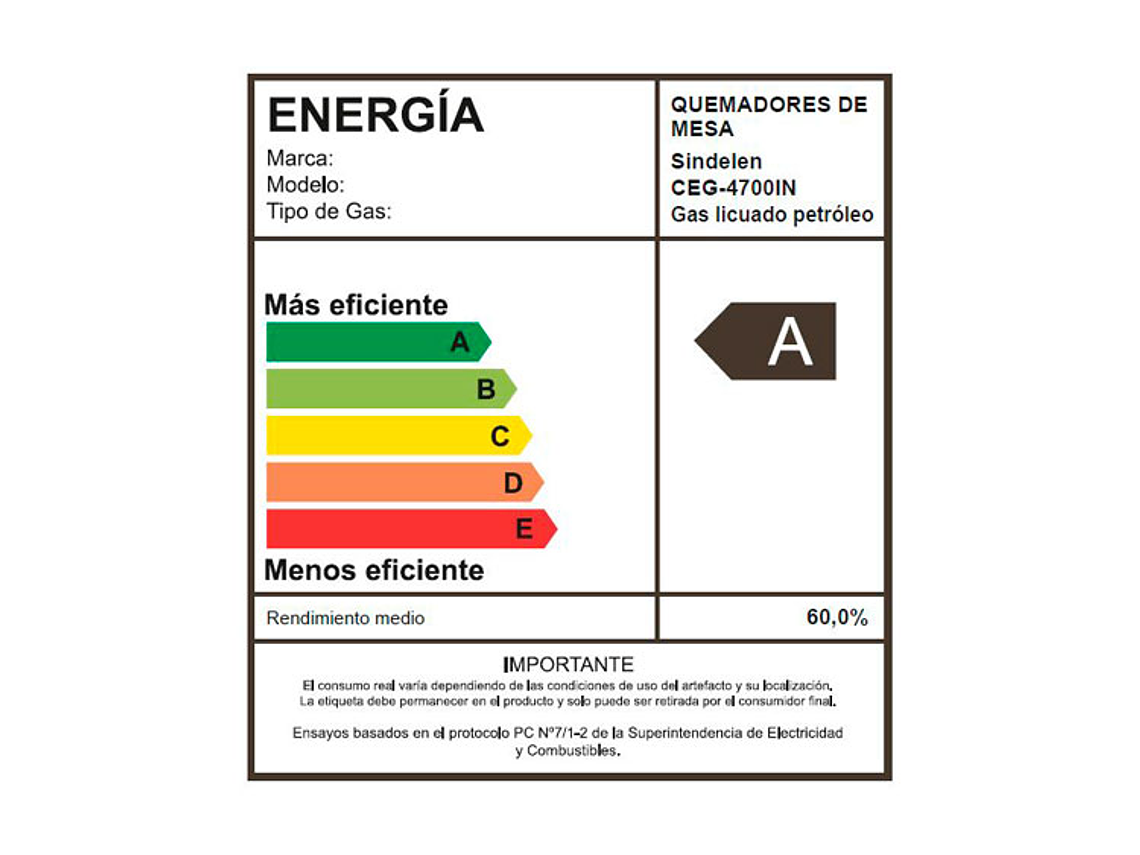 ENCIMERA GAS SINDELEN 5 PLATOS CEG-4700IN C 4