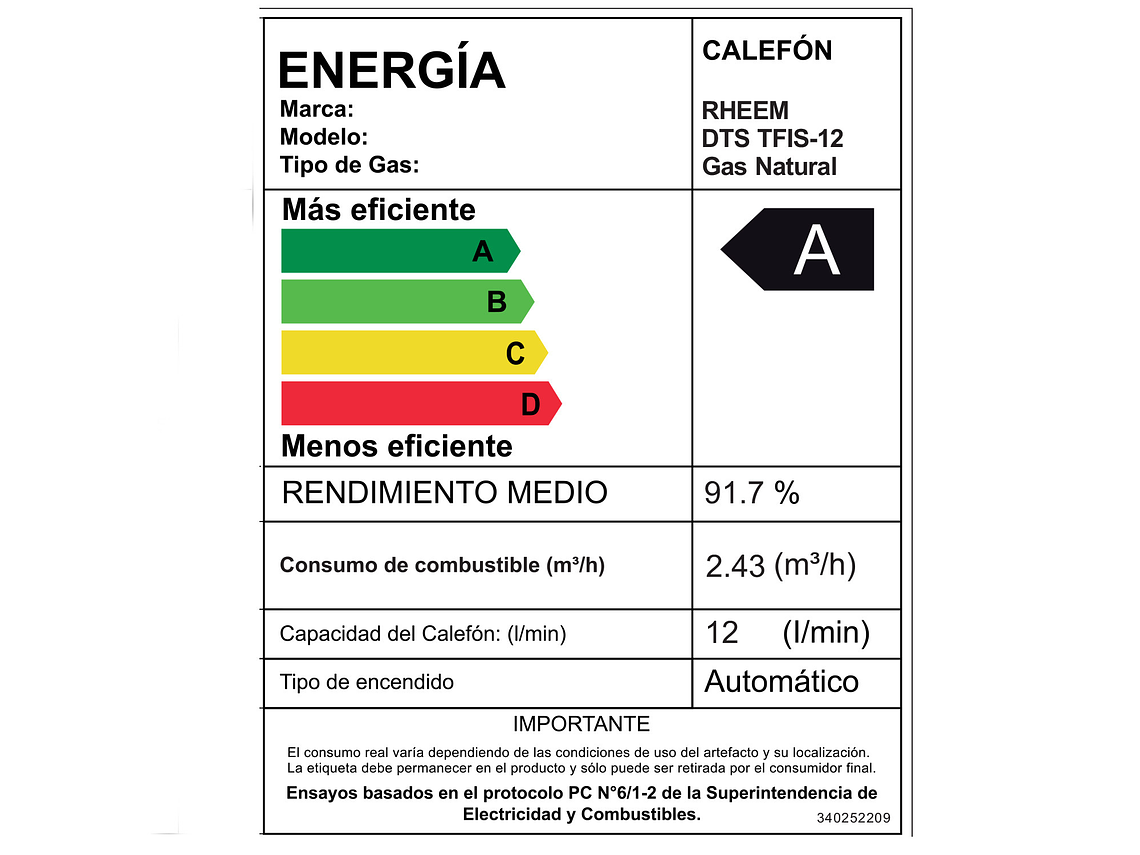 CALEFONT 12 LITROS GAS NATURAL TIRO FORZADO RHEEM 6
