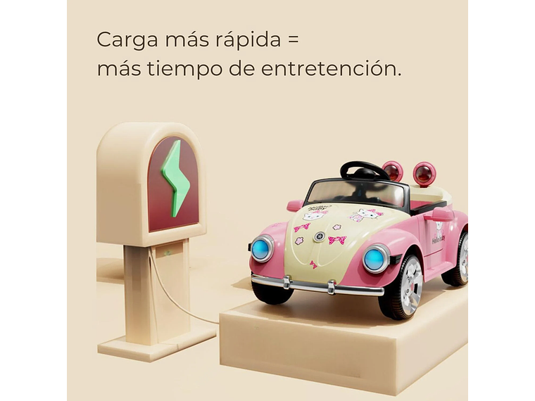 AUTO A BATERÍA BEETLE PARA NIÑOS CON MÚSICA Y LUCES ROSA 5