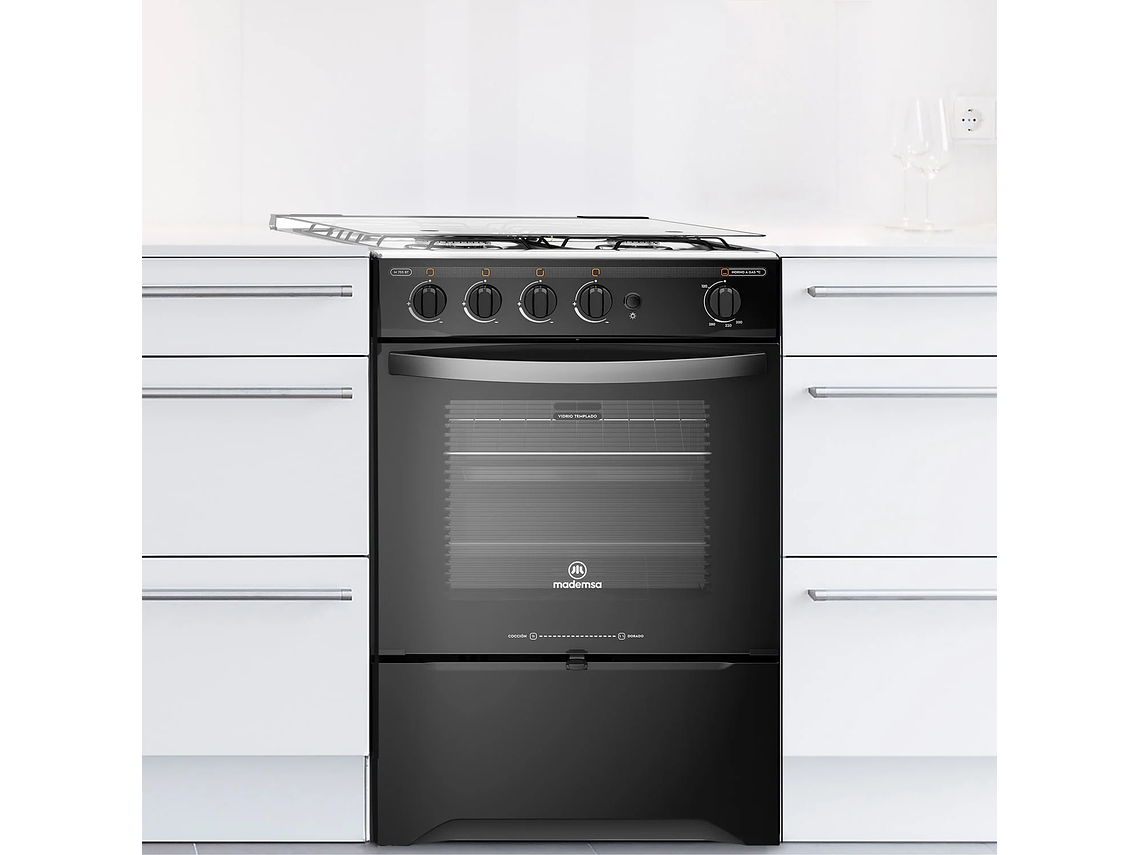 COCINA A GAS 4 PLATOS LIMPIAFÁCIL Y TIMER M 775 BT NEGRA 3