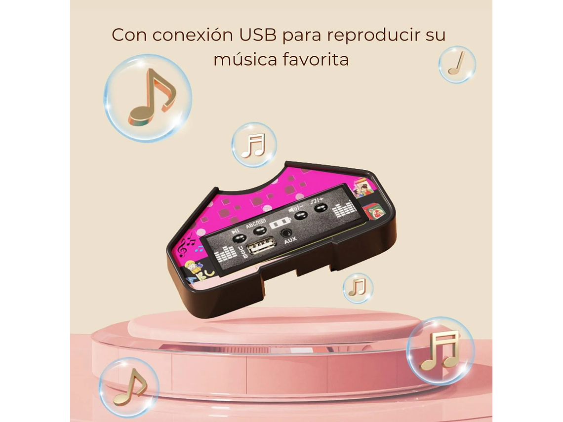 AUTO A BATERÍA BEETLE PARA NIÑOS CON MÚSICA Y LUCES ROSA 6