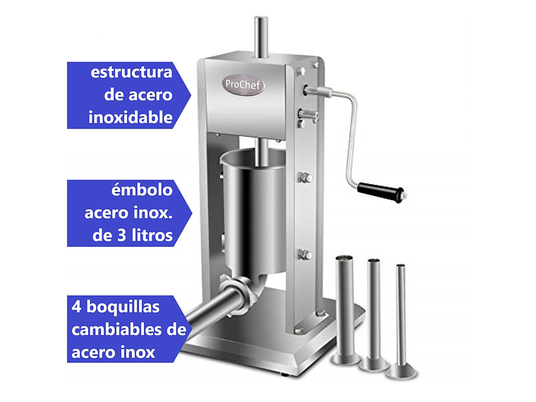 EMBUTIDORA VERTICAL 3 LITROS PROCHEF LÍNEA MANUAL 6