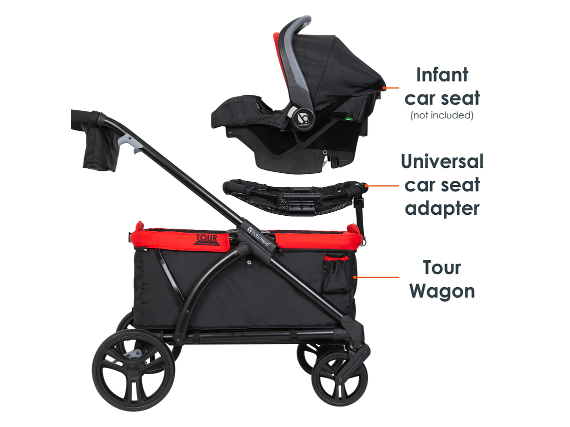 CARRO PASEO WAGON Y COCHE DOBLE MUV EXPEDITION 2 EN 1 MARS RED 4
