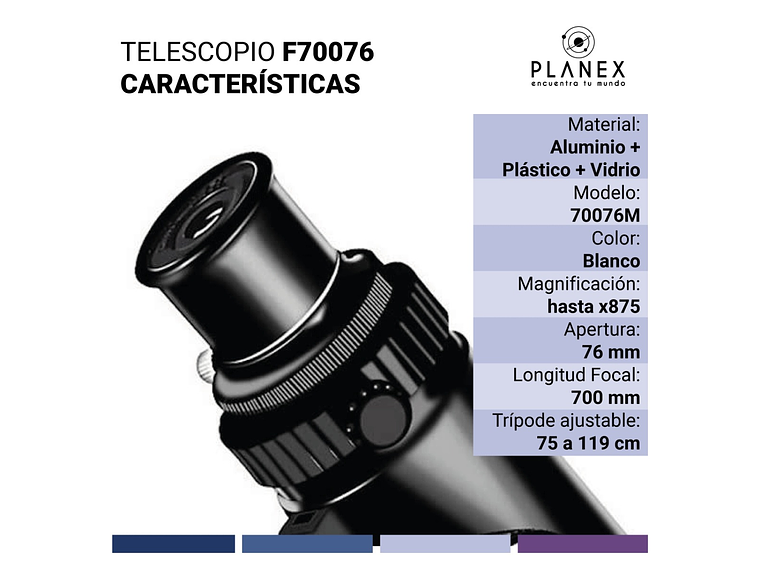 TELESCOPIO ASTRONÓMICO NEWTONIANO F70076 PLANEX + SOPORTE 5