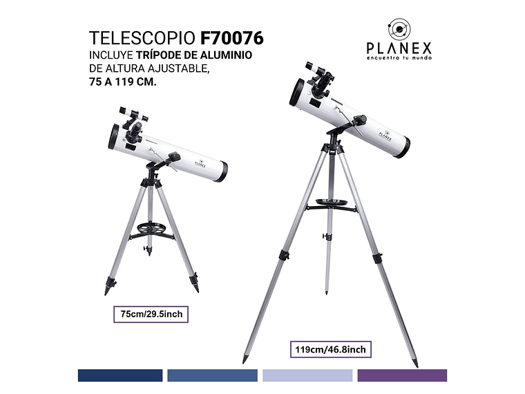 TELESCOPIO ASTRONÓMICO NEWTONIANO F70076 PLANEX + SOPORTE 7