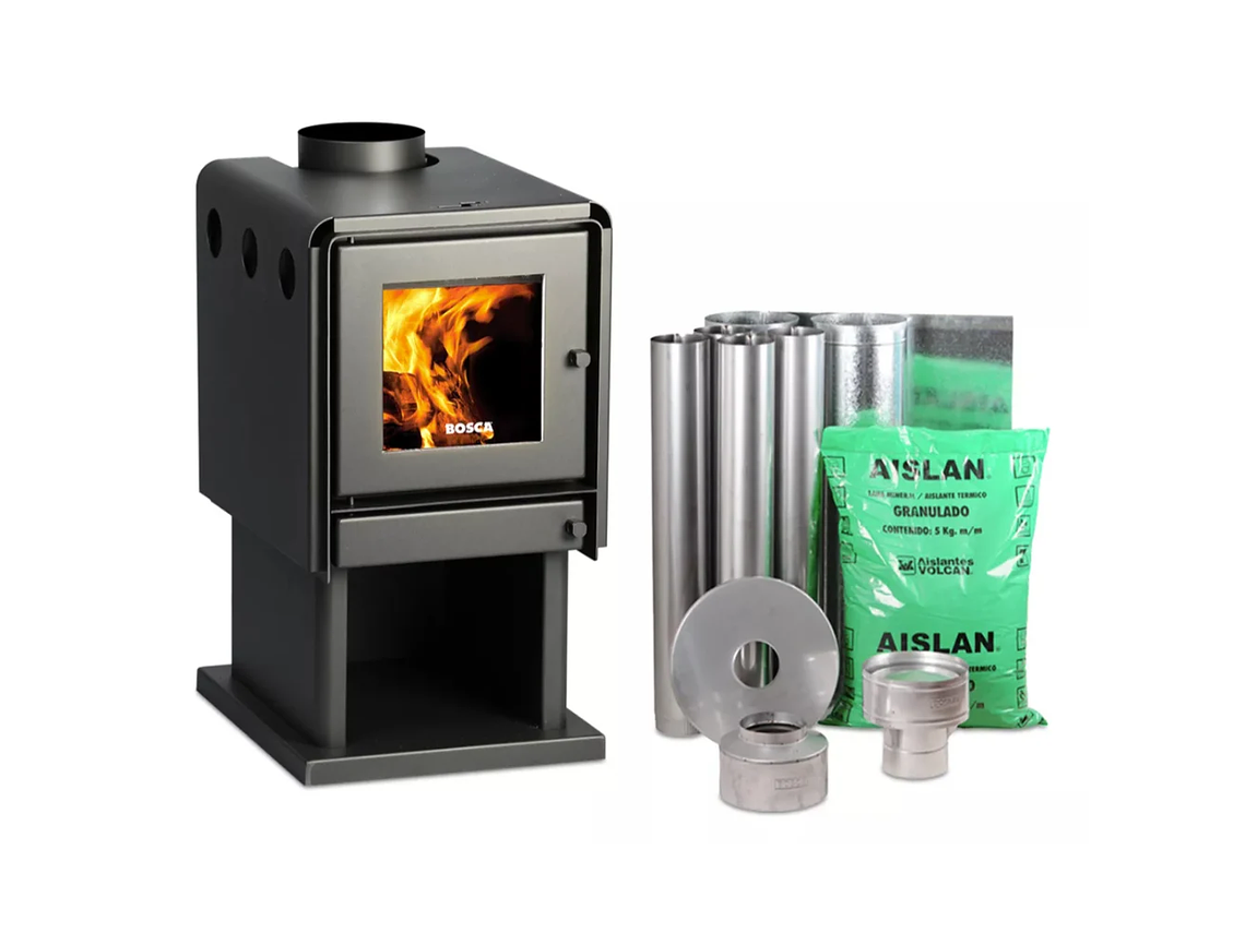 PACK CALEFACTOR A LEÑA LIMIT 480 + KIT DE INSTALACION BOSCA 1