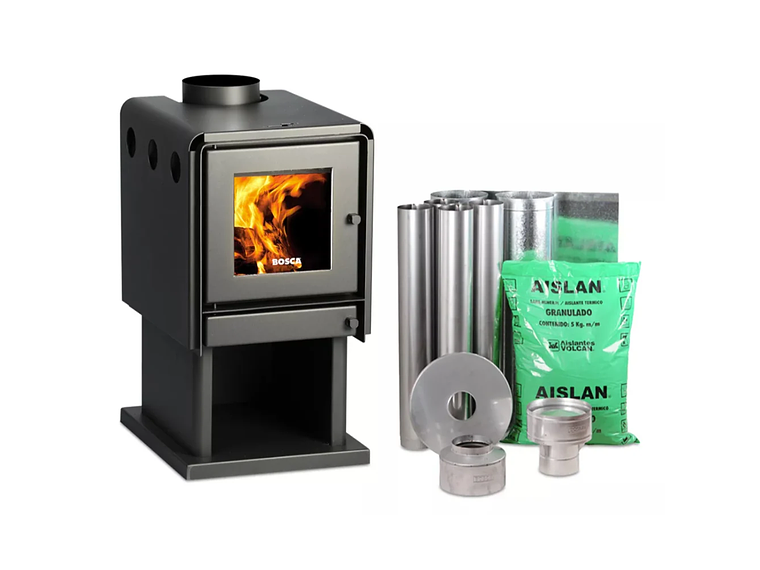 PACK CALEFACTOR A LEÑA LIMIT 480 + KIT DE INSTALACION BOSCA 1