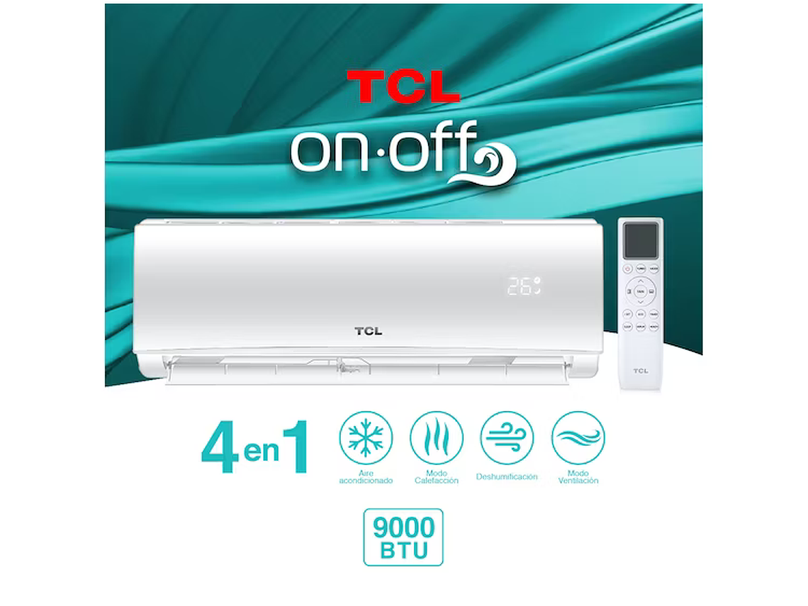 AIRE ACONDICIONADO FRIO-CALOR SPLIT TCL 9000 BTU 4EN1 5