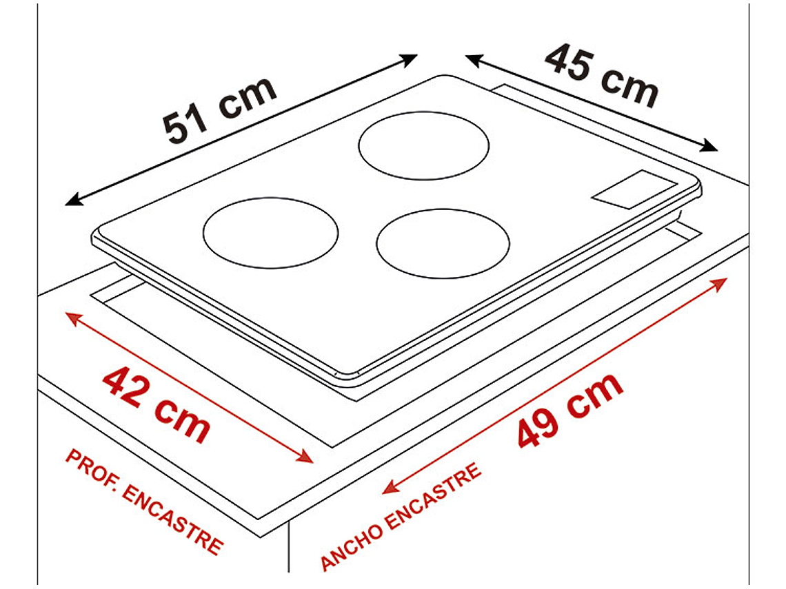 ENCIMERA ELÉCTRICA PLACAS DE INDUCCIÓN SINDELEN 3 PLATOS CEI-4342NG 3