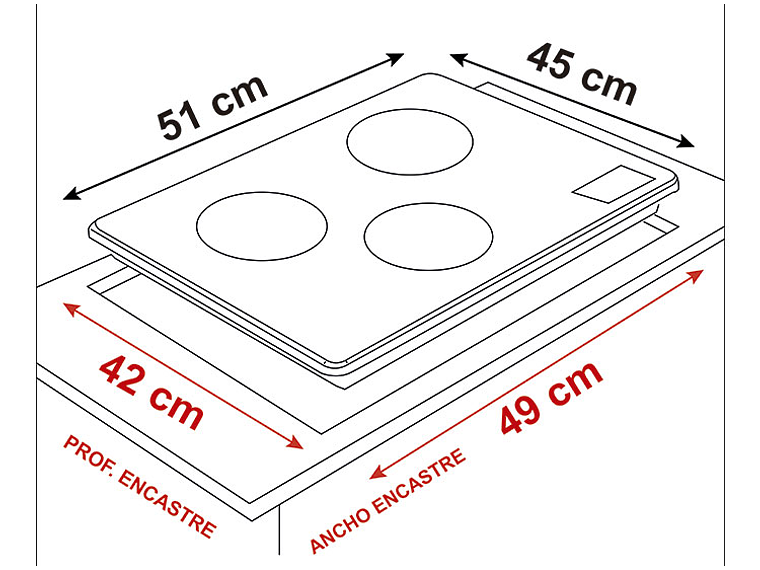 ENCIMERA ELÉCTRICA PLACAS DE INDUCCIÓN SINDELEN 3 PLATOS CEI-4342NG 3