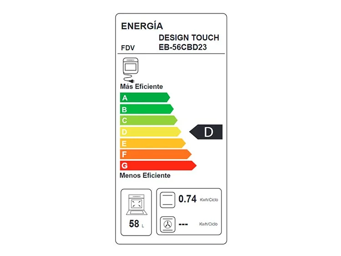 HORNO ELÉCTRICO FDV EMPOTRABLE 58 L DESIGN TOUCH 5