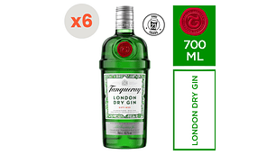 GIN LONDON DRY TANQUERAY BOTELLA VIDRIO 700 ML 6 UN