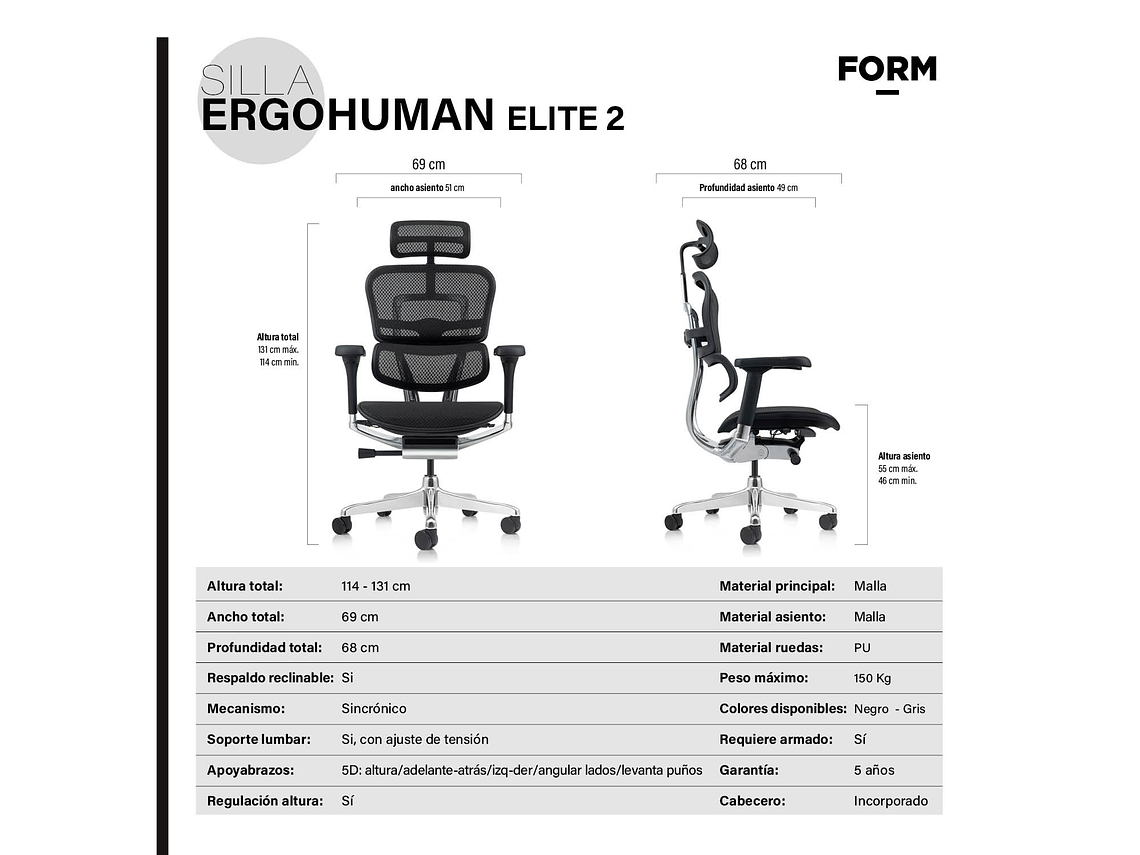SILLA ERGOHUMAN ELITE 2 NEGRO FORM 8