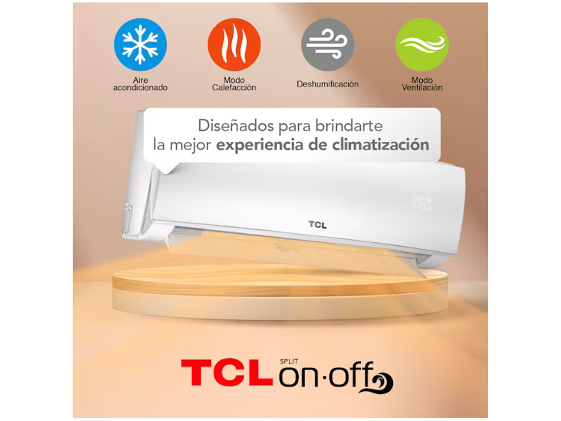 AIRE ACONDICIONADO FRIO-CALOR SPLIT TCL 9000 BTU 4EN1 8