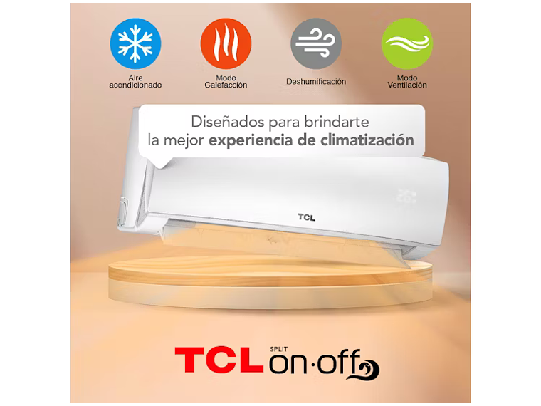 AIRE ACONDICIONADO FRIO-CALOR SPLIT TCL 9000 BTU 4EN1 8