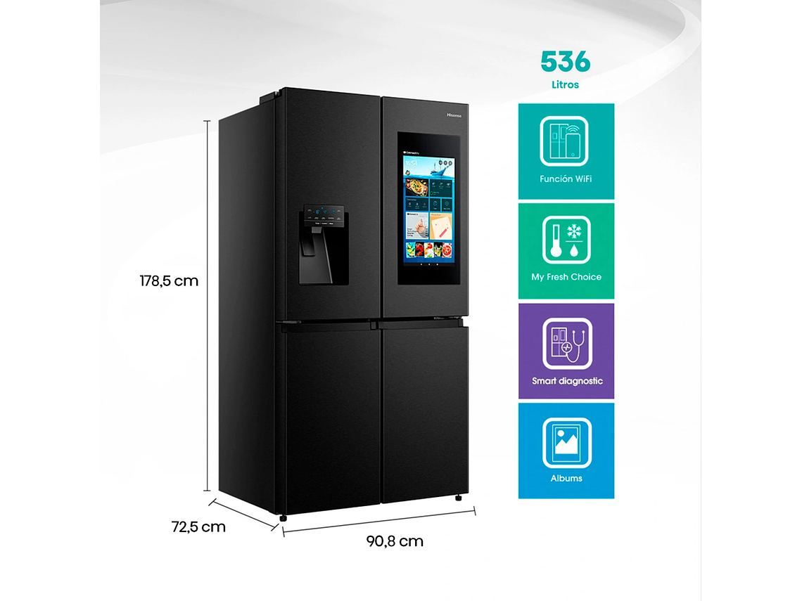 REFRIGERADOR HISENSE SIDE BY SIDE NO FROST 536 L CROSSDOOR RQ697HB 2