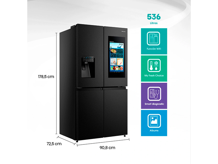 REFRIGERADOR HISENSE SIDE BY SIDE NO FROST 536 L CROSSDOOR RQ697HB 2
