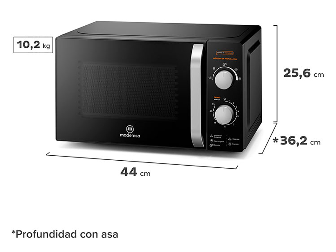MICROONDAS MADEMSA 20 L MM20FBM MANUAL PLATO GIRATORIO 4