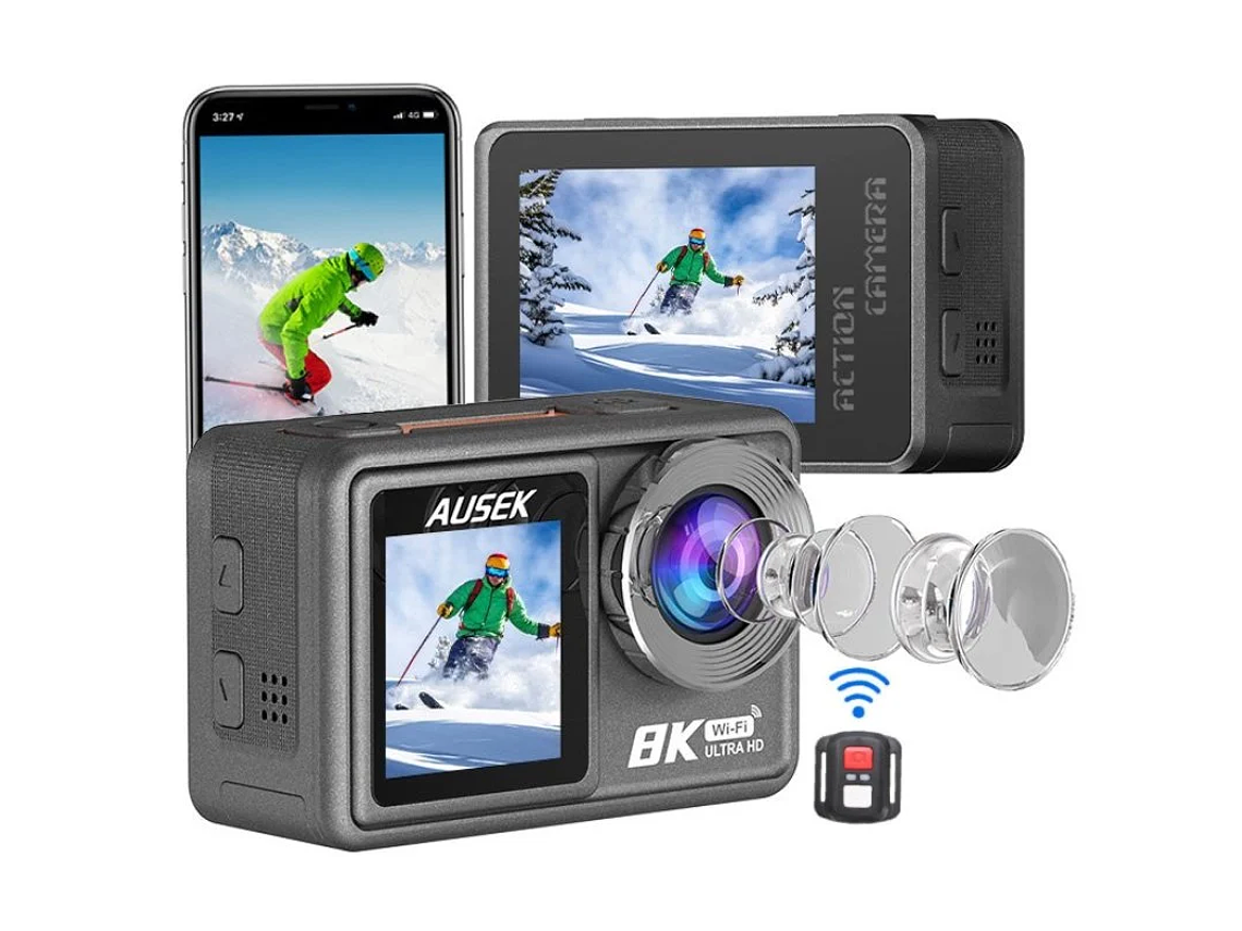 CÁMARA DEPORTIVA AUSEK 8K 50MP ULTRAHD CON ACCESORIOS ACCIÓN 1