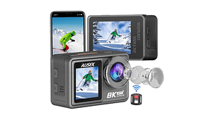 CÁMARA DEPORTIVA AUSEK 8K 50MP ULTRAHD CON ACCESORIOS ACCIÓN