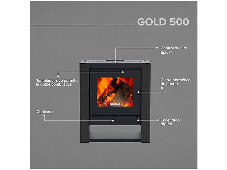 CALEFACTOR A LEÑA BOSCA GOLD 500 CHARCOAL 3
