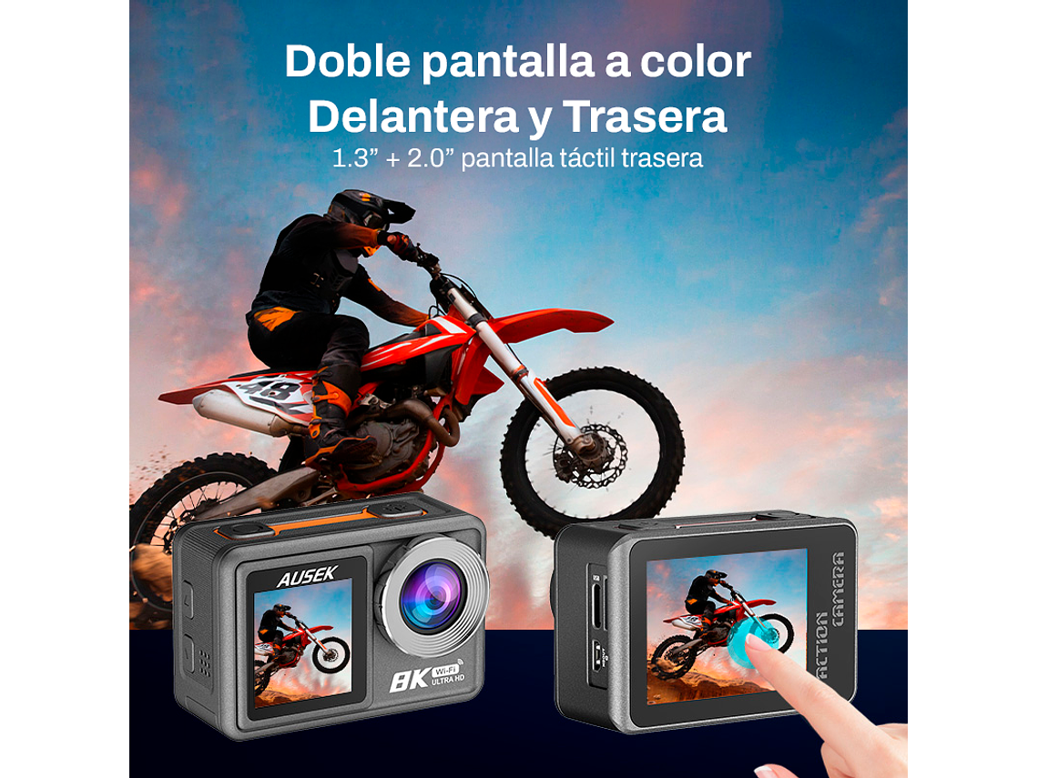 CÁMARA DEPORTIVA AUSEK 8K 50MP ULTRAHD CON ACCESORIOS ACCIÓN 4