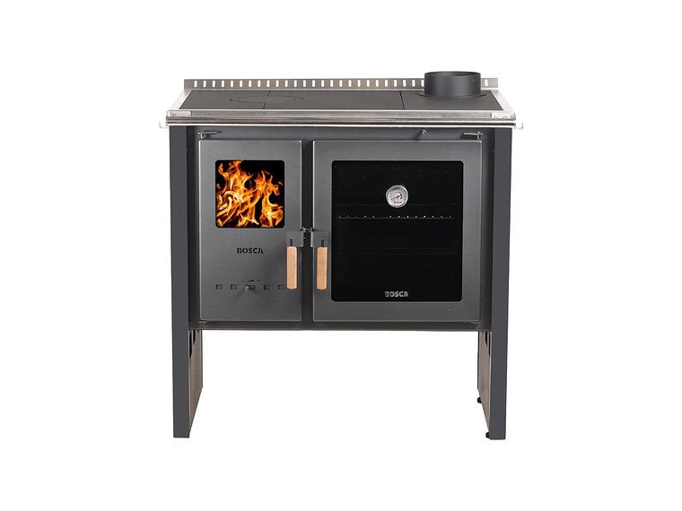 PACK COCINA A LEÑA BOSCA HESTIA 90 CHARCOAL + KIT BASE BOSCA 2