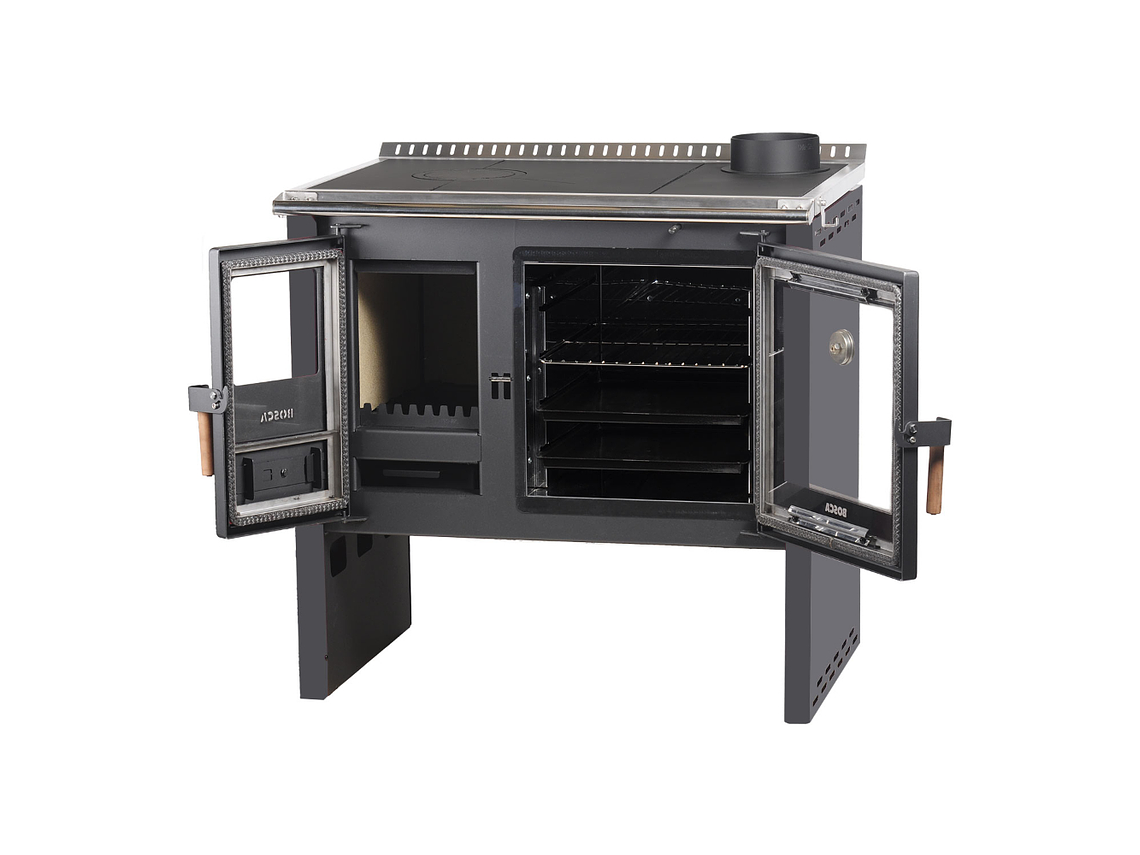 PACK COCINA A LEÑA BOSCA HESTIA 90 CHARCOAL + KIT BASE BOSCA 4