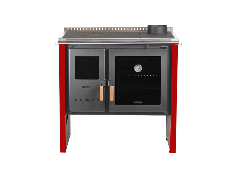 PACK COCINA A LEÑA BOSCA HESTIA 90 ROJO + KIT BASE BOSCA 2