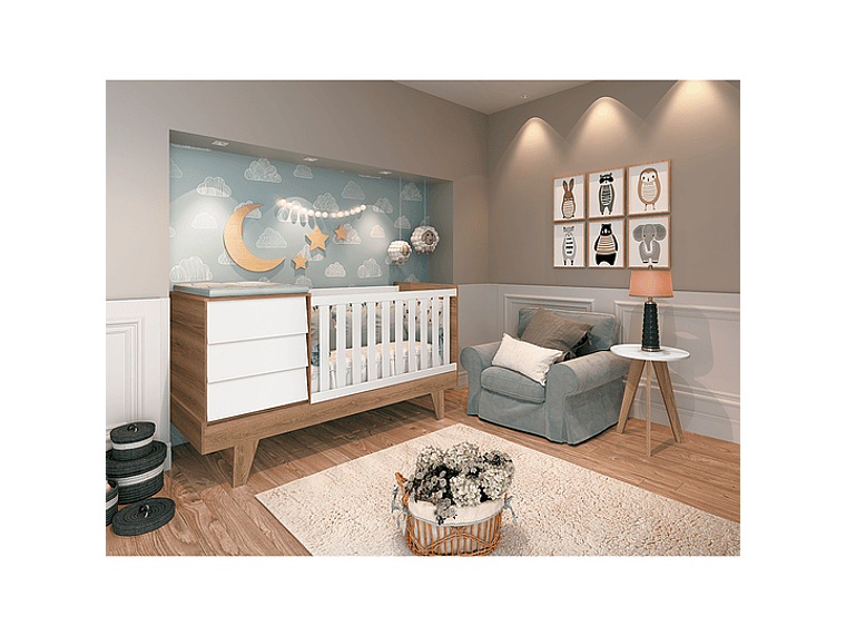 CUNA 3 EN 1 CON COMODA NOAH PRINCE BLANCO CARAMELO 3