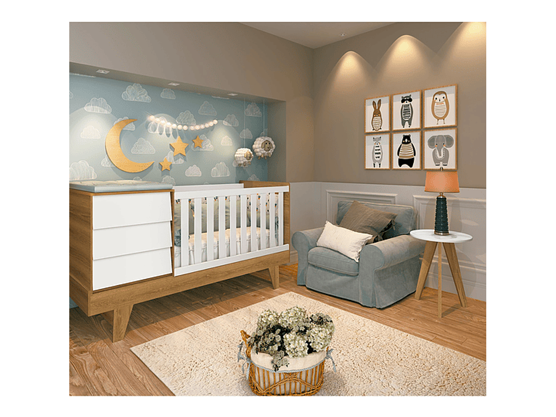 CUNA 3 EN 1 CON COMODA NOAH PRINCE BLANCO CARAMELO 4