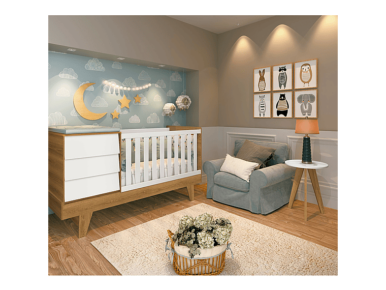 CUNA 3 EN 1 CON COMODA NOAH PRINCE BLANCO CARAMELO 4