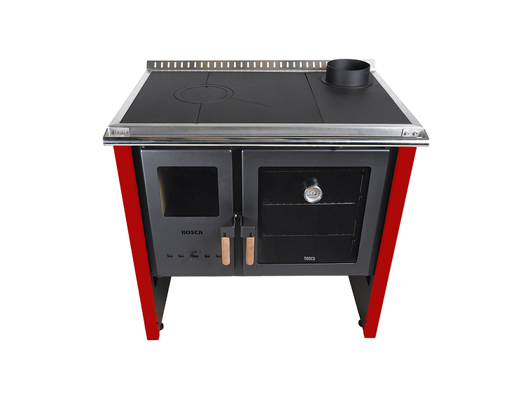 PACK COCINA A LEÑA BOSCA HESTIA 90 ROJO + KIT BASE BOSCA 7