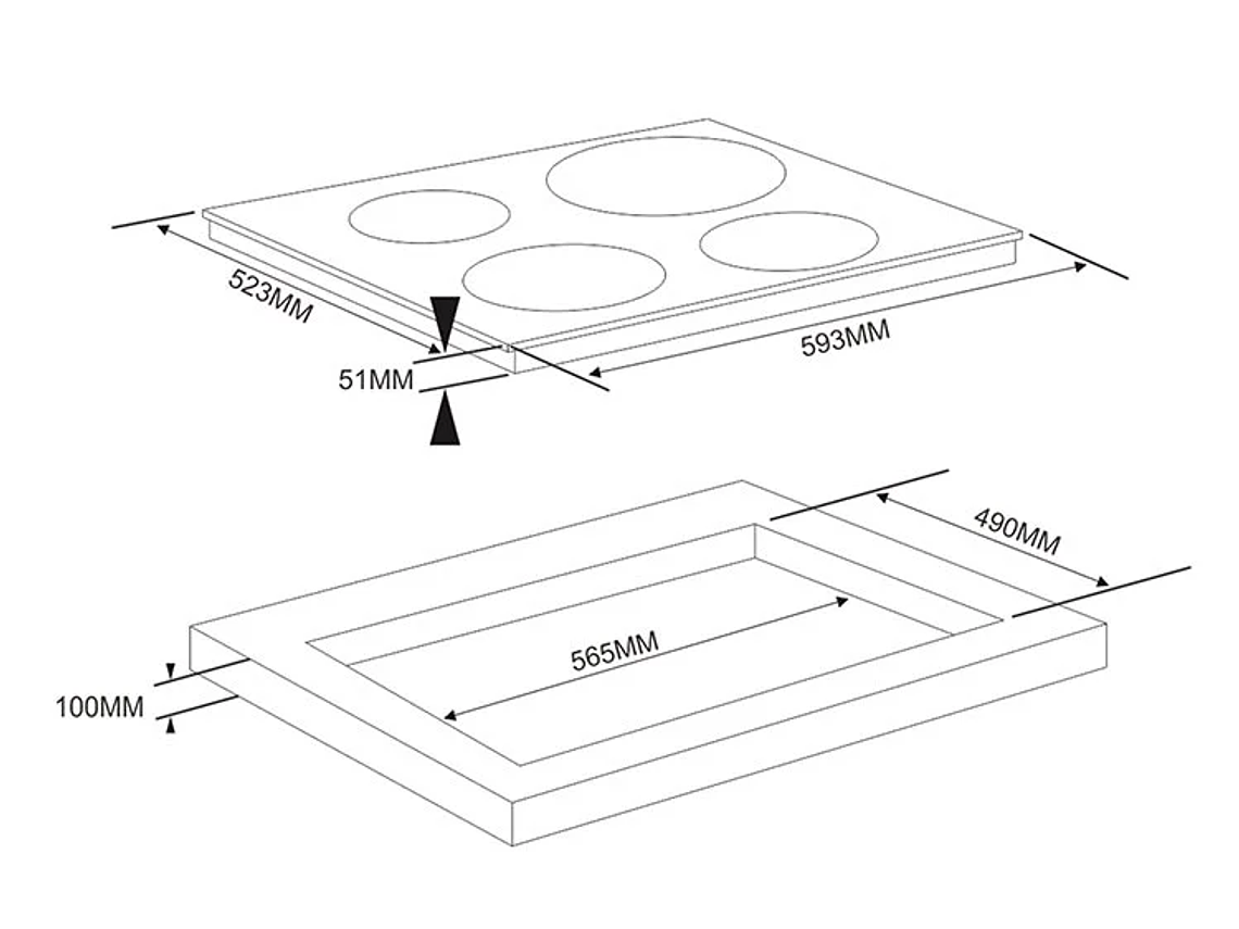 ENCIMERA VITROCERAMICA EMPOTRABLE ELÉCTRICA URSUS TROTTER 4 QUEMADORAS UT-VCT 4P INOX 7