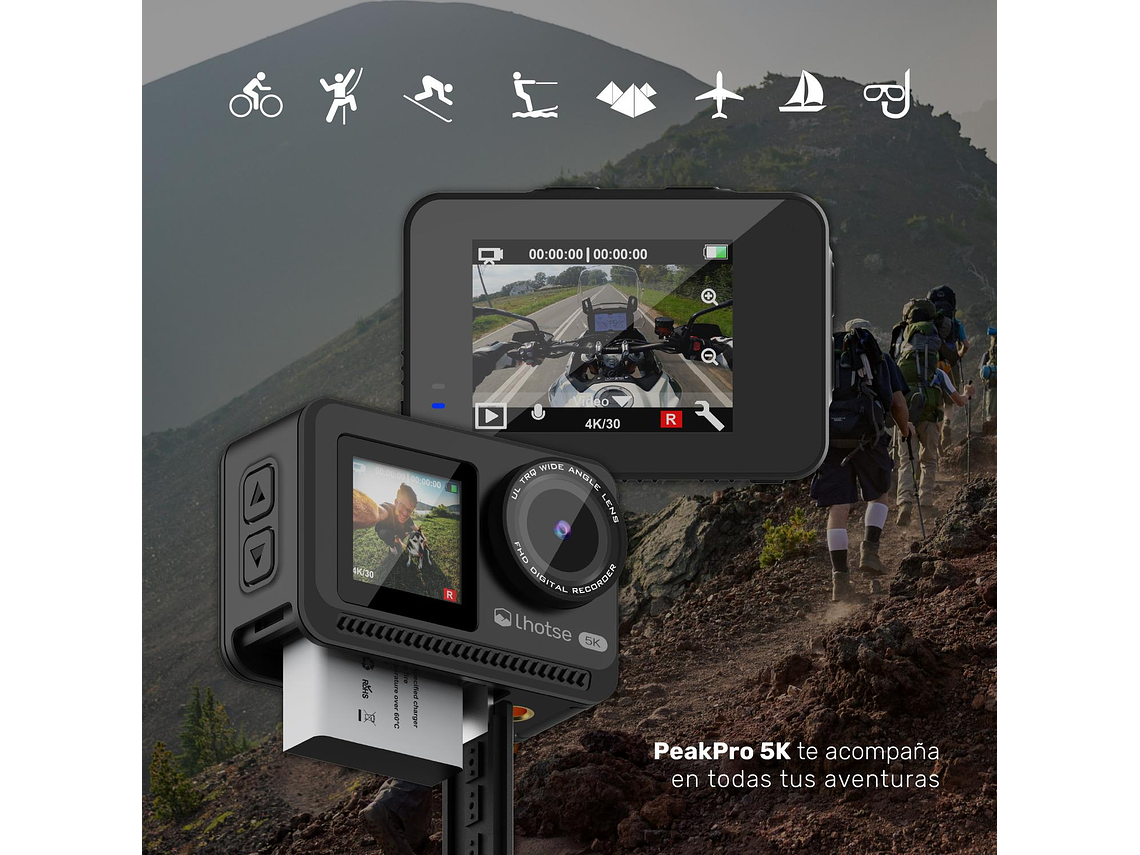 CÁMARA DE ACCIÓN 5K 60FTP ACCESORIOS PEAKPRO LHOTSE 6