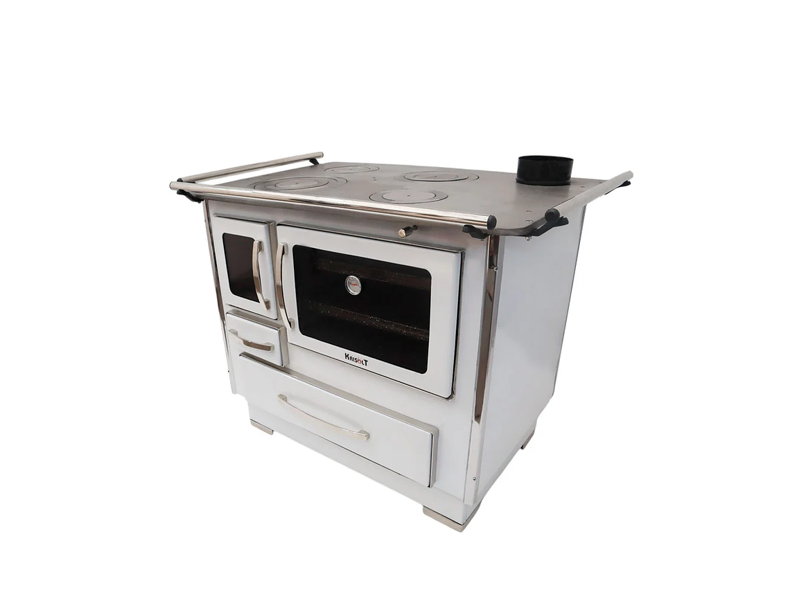 COCINA A LEÑA 4P MODELO GLASS ALTA 102×72 BLANCO 4