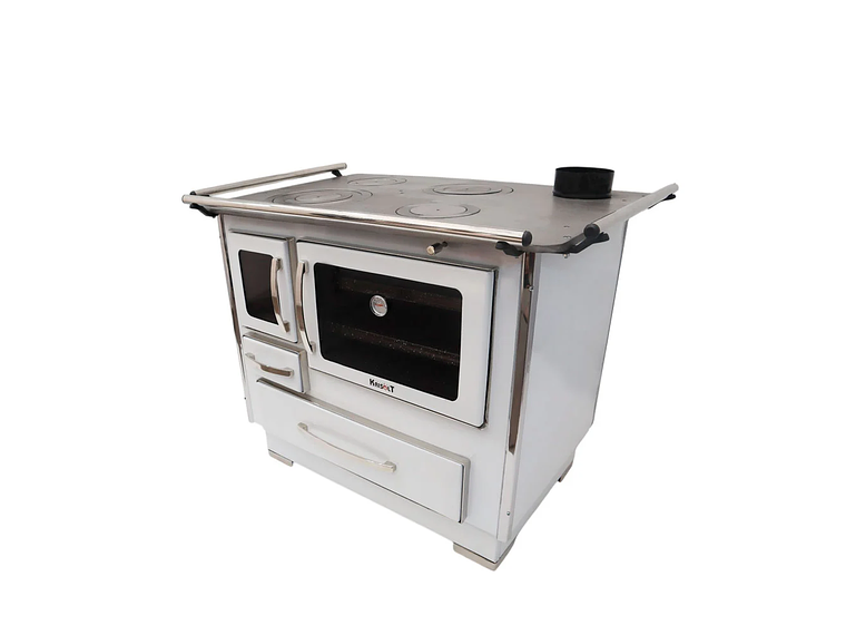 COCINA A LEÑA 4P MODELO GLASS ALTA 102×72 BLANCO 4