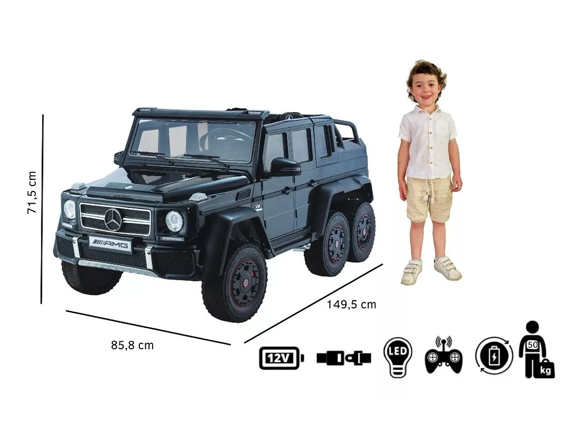 AUTO A BATERIA MERCEDES G63 6X6 + LICENCIA NEGRO - KIDSCOOL - 8520092-6R-NG 3