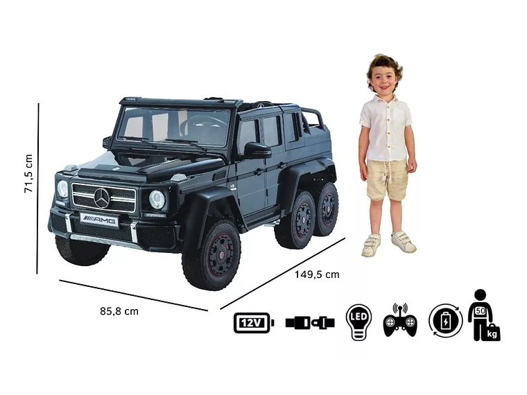 AUTO A BATERIA MERCEDES G63 6X6 + LICENCIA NEGRO - KIDSCOOL - 8520092-6R-NG 3