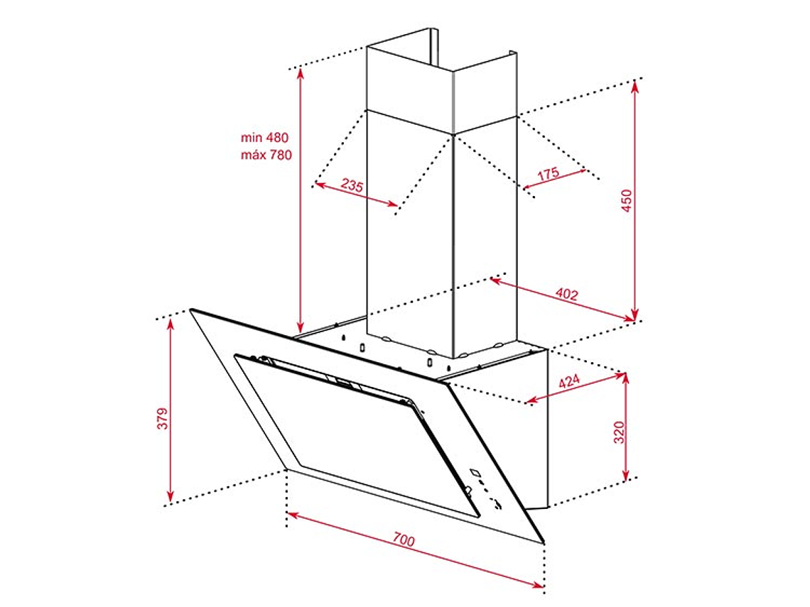 CAMPANA DECORATIVA VERTICAL TEKA DVT PRO 78660 TBS BK NEGRO 8