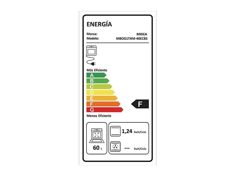 HORNO ELÉCTRICO MIDEA EMPOTRABLE 67LT MBOG1TAM-40ECBS 8