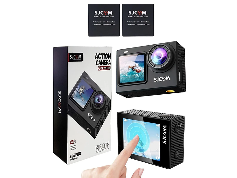 PACK CÁMARA DEPORTIVA SJCAM SJ6 PRO 24MP 4K 60 FPS DOBLE PANTALLA ESTABILIZADOR MÁS 2 BATERÍAS 1