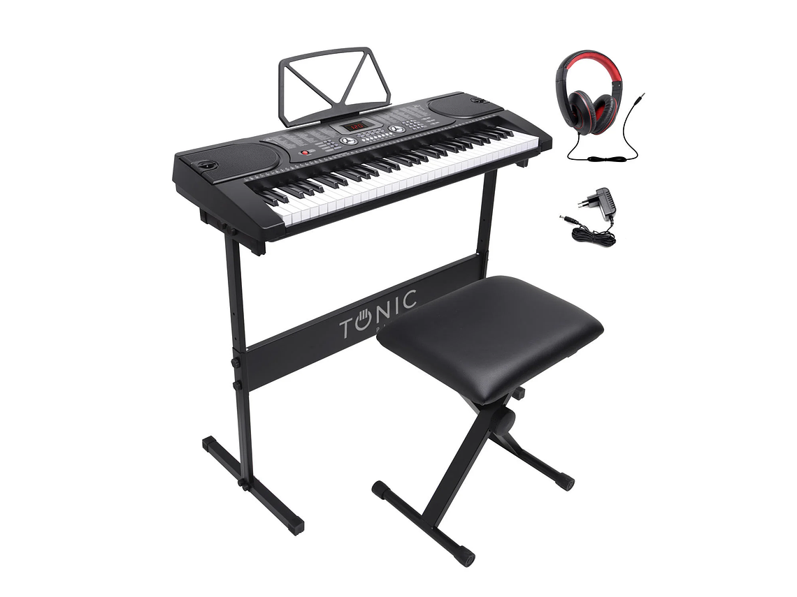 FULL PACK TECLADO TONIC 61 TECLAS+ATRIL+SILLA+AUDÍFONOS TON-600 1