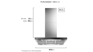 CAMPANA COCINA DECORATIVA ELECTROLUX ISLA 90CM TIMER CE9IF