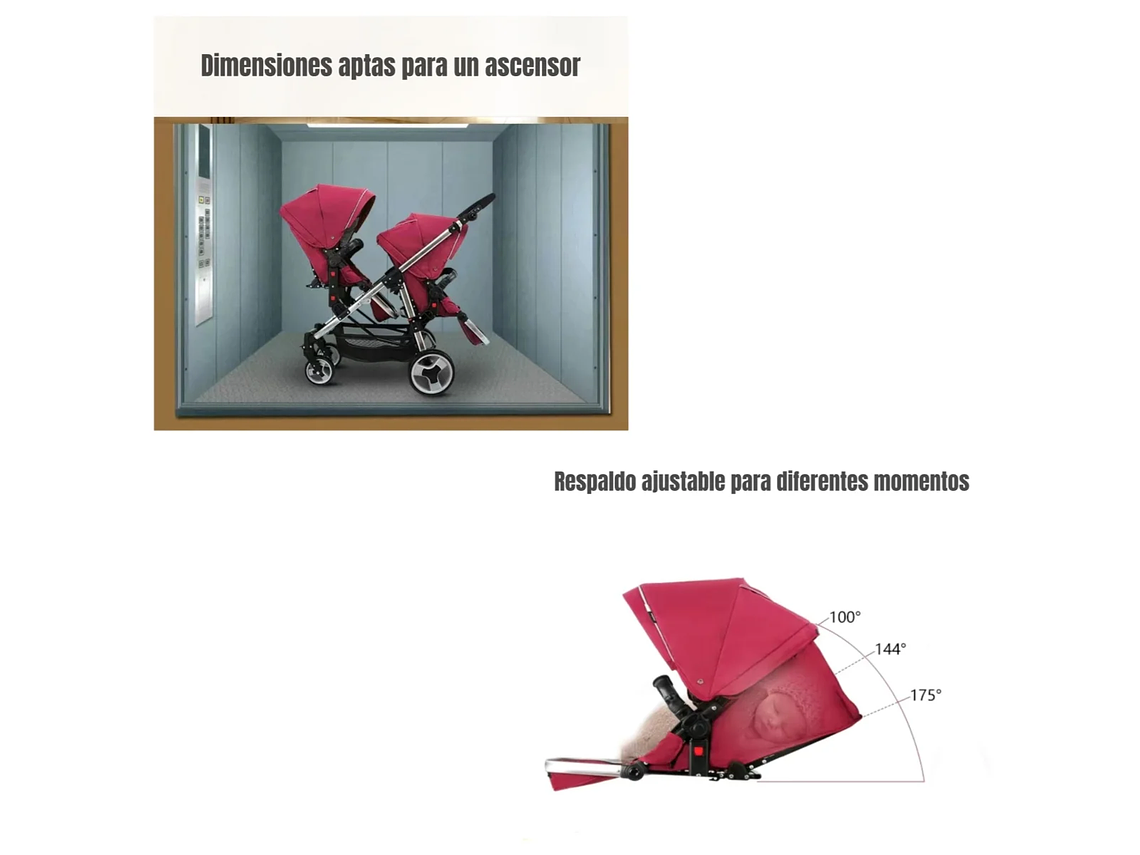 COCHE DOBLE DUO RECLINABLE 6 MODOS EN 1 LUBABYCAS NEGRO 5